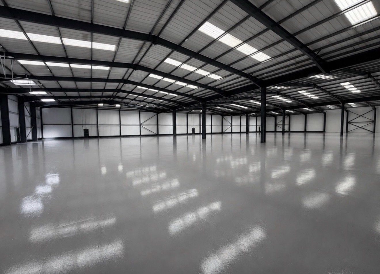 Completed internal industrial space and flooring at Harlow, Essex