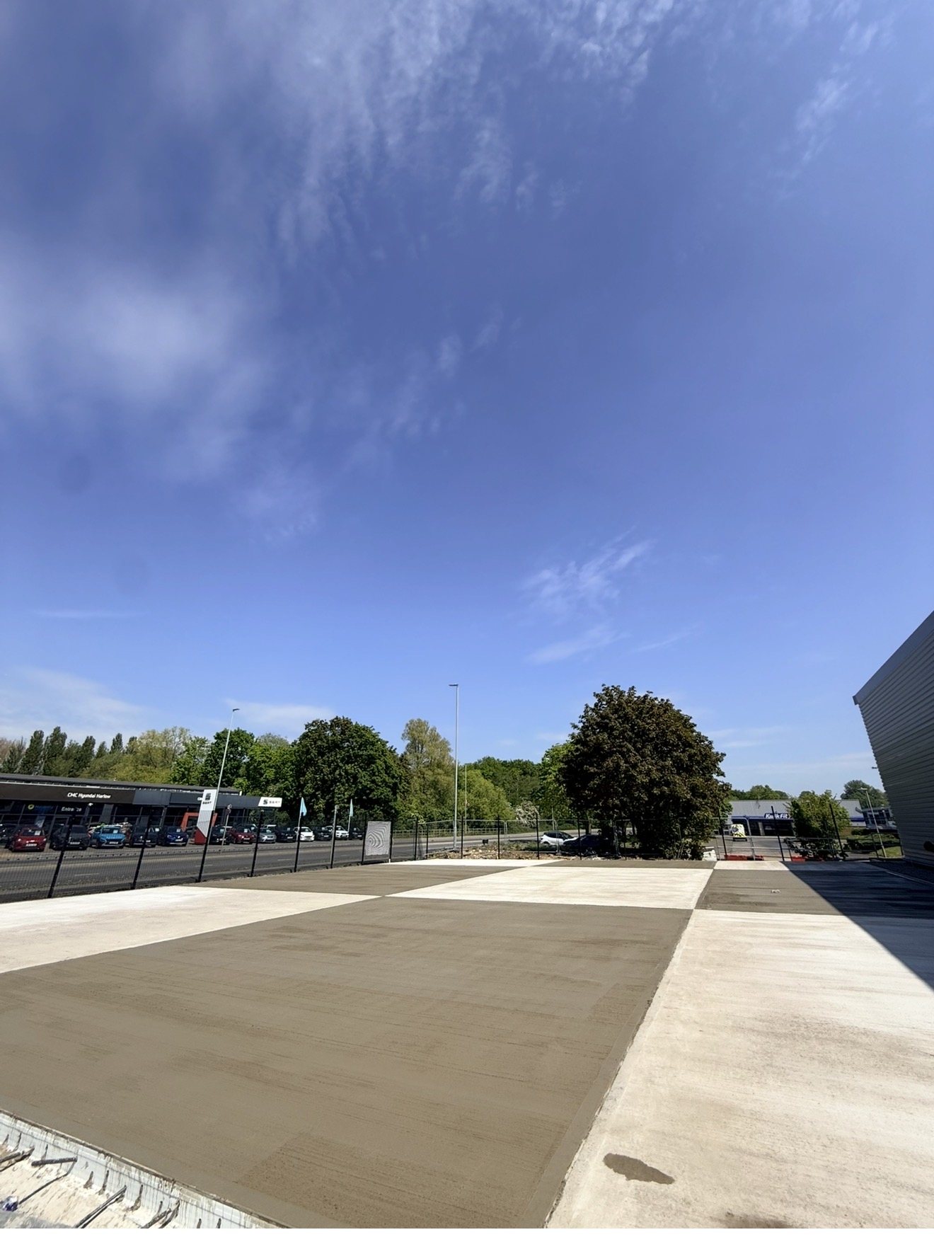 External concrete forecourt during installation at Harlow, Essex