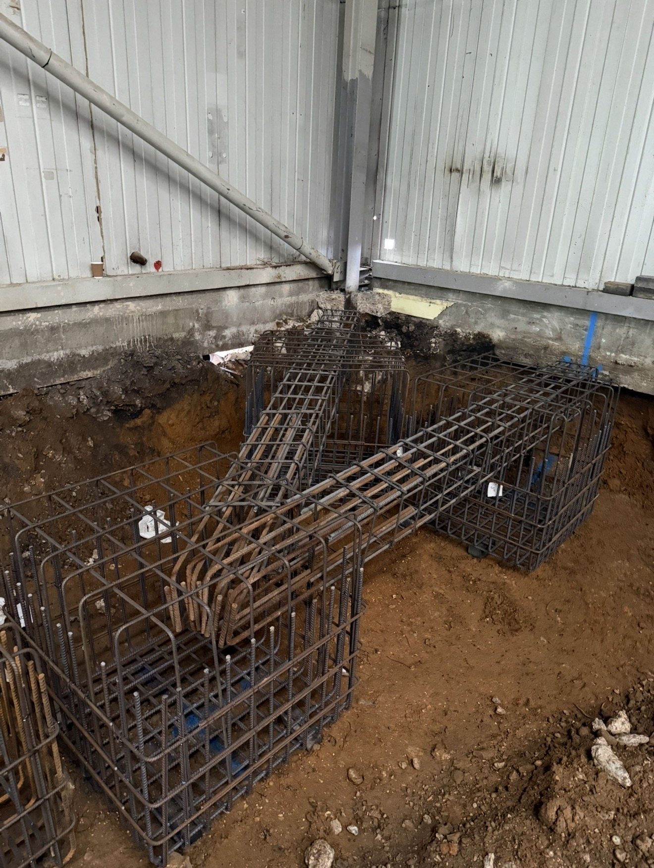 Reinforcement cages and structural foundation preparation at Harlow, Essex