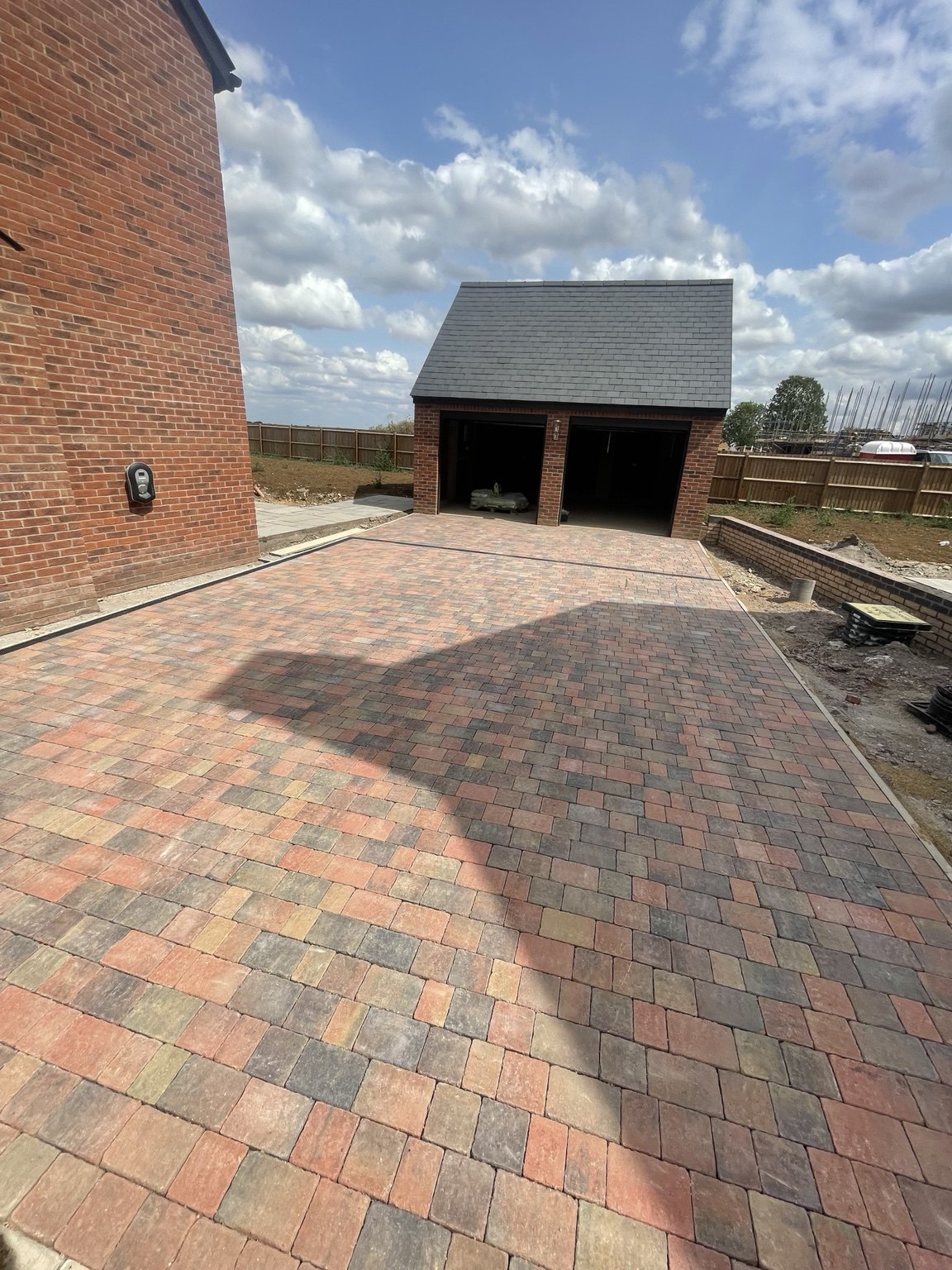 Completed block-paved driveway at the Kettering new build development