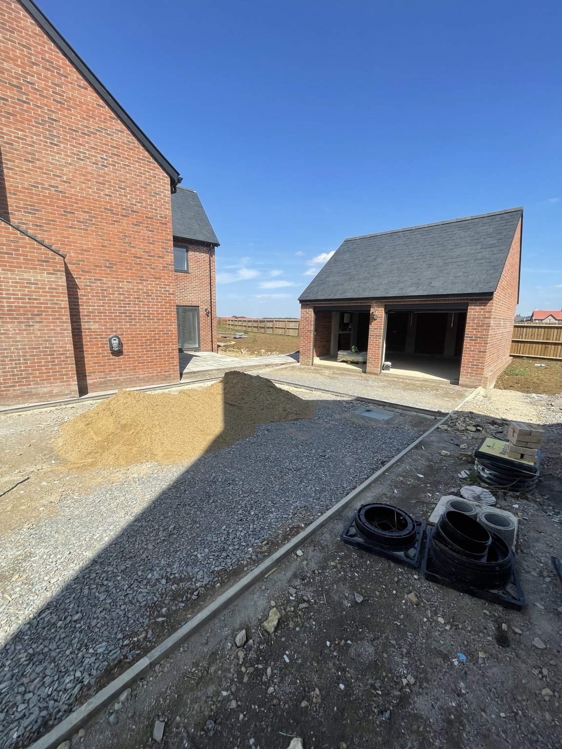 Driveway preparation around the new garage at Kettering